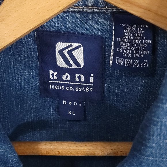 Kani Jeans Jacket Men's XL Button Front Blue Denim Distressed - Picture 3 of 15